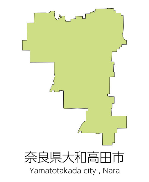 日本奈良县山本高田市地图。翻译过来就是:“奈良县山本高田市。”图片下载
