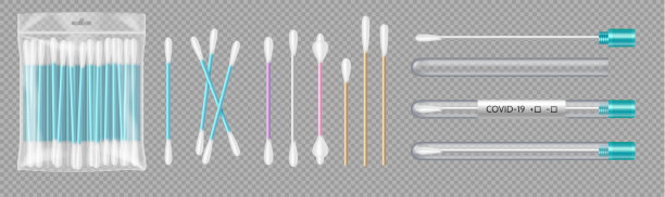 透明塑料包装棉签及新冠病毒检测诊断用试管一套图片下载