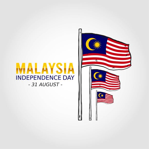 马来西亚独立日矢量插图。适合制作贺卡、海报、旗帜。图片下载