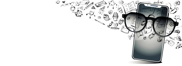 欢迎来到学校!手机与文字和手绘在一个孤立的白色背景。创意海报或横幅。图片下载