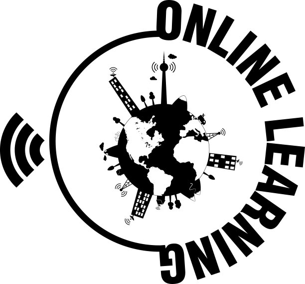 在线学习图标与世界球和沟通。图片下载