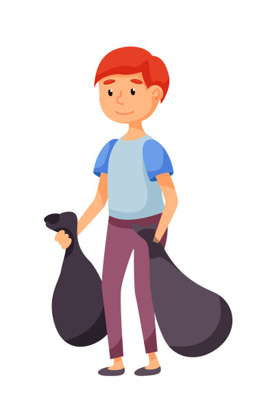 志愿者用垃圾袋孤立在白色上图片下载