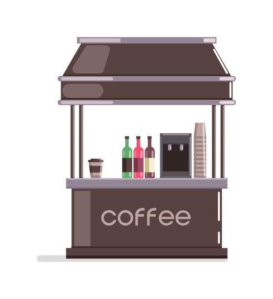 咖啡街的商店孤立在白色背景图片下载