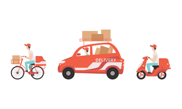快递运输集合了运送包裹的快递员图片下载