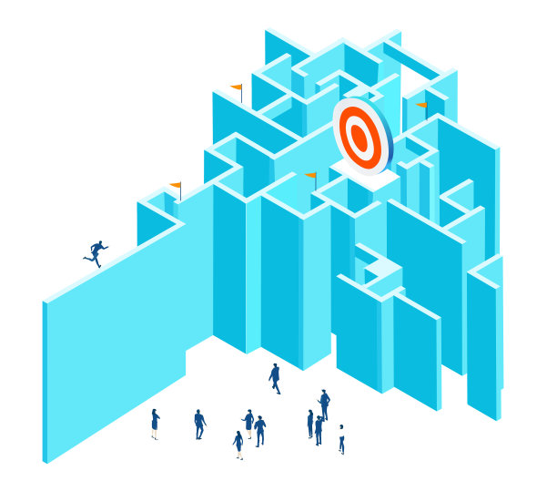 商人在迷宫中寻找出路，解决问题的概念。等角图说明图片下载
