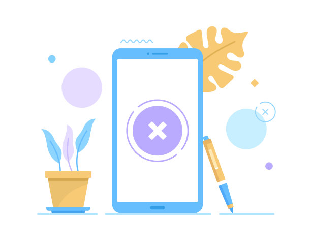 手机屏幕上有x标记。智能手机和交叉标记。矢量插图。错误，付款失败，拒绝交易，拒绝，错误，退出申请，关闭按钮的概念图片下载