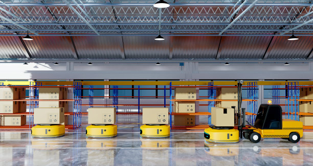 车间搬运机器人，物流业务，网络营销理念图片下载