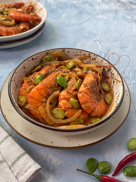 花瓣豆辣椒虾图片下载