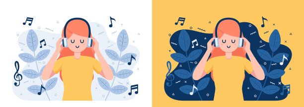 戴着耳机听音乐的女人图片下载