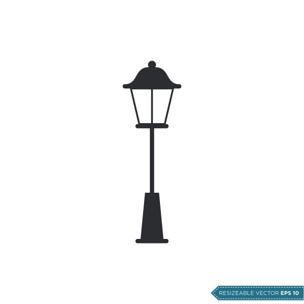 公园，花园灯图标矢量模板插图设计图片下载