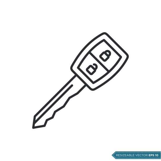 汽车钥匙图标矢量模板插图设计图片下载