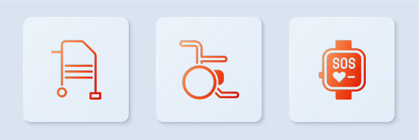 将轮椅助行器和智能手表设置为白色图片下载