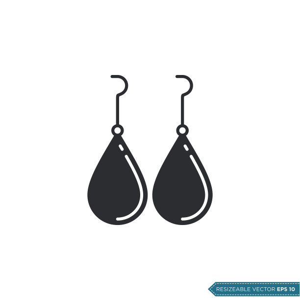 耳环配件珠宝图标矢量模板插图设计图片下载