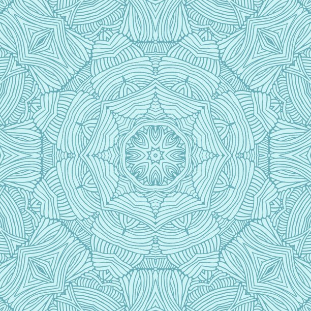 蓝色背景与曼荼罗图案插图图片下载