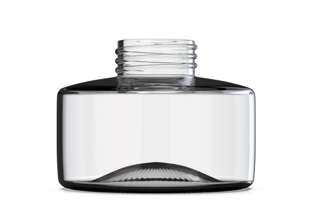 透明玻璃开瓶隔离在白色背景。真实的3d渲染的透明产品包装的美食和文具广告材料。圆形反光瓶插图。图片下载