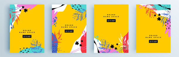 现代抽象封面集，最小的封面设计。彩色的几何背景，矢量插图。图片下载