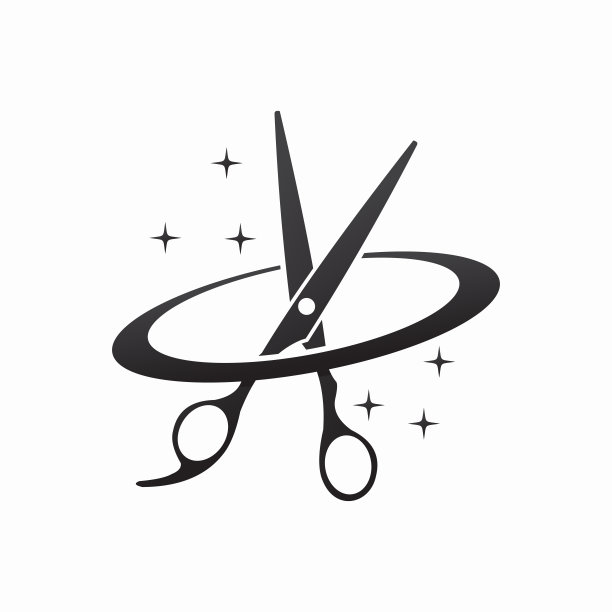 理发剪刀星球标志模板设计图片下载