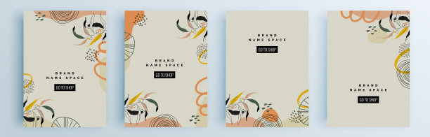 现代抽象封面集，最小的封面设计。彩色的几何背景，矢量插图。图片下载