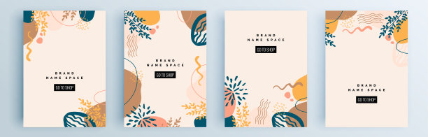 现代抽象封面集，最小的封面设计。彩色的几何背景，矢量插图。图片下载