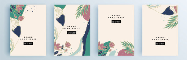 现代抽象封面集，最小的封面设计。彩色的几何背景，矢量插图。图片下载