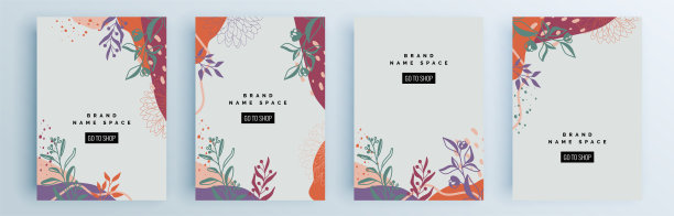 现代抽象封面集，最小的封面设计。彩色的几何背景，矢量插图。图片下载