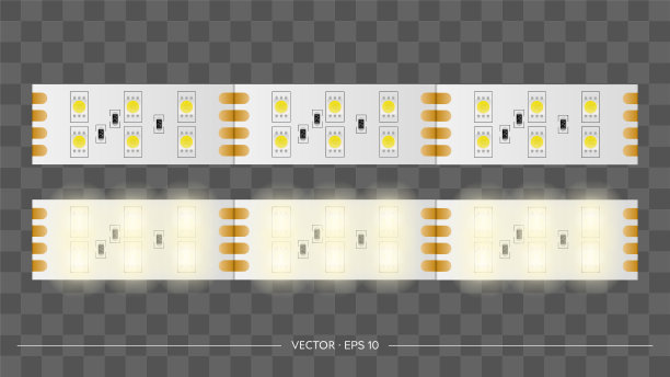 燃烧导致地带。关闭LED灯条。现实的向量。图片下载