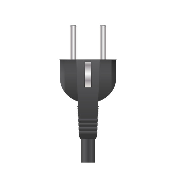 黑色插头用于欧洲插座。欧洲样品插座的现实插头。孤立。向量。图片下载