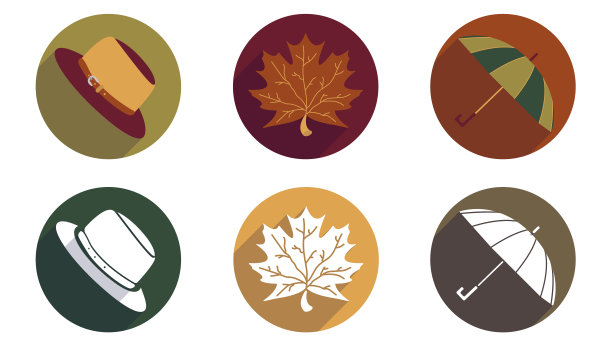 一套时尚的简单图标突出在社交网络。秋季插图为设计网站按钮，标志，标志，标签，标志，贴纸。温馨可爱的圆形模板。图片下载