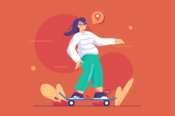 玩滑板的有趣女孩图片下载