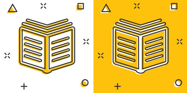 漫画书图标的漫画风格。书中插图象形图。教育飞溅经营理念。图片下载