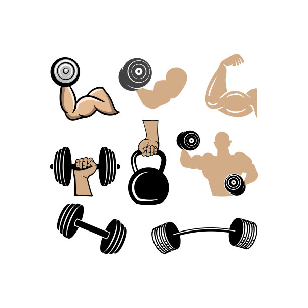 健身房健身图标设计集模板孤立图片下载
