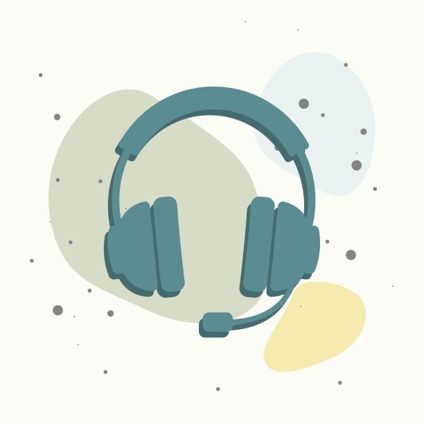 耳机矢量图标。彩色背景上的平面耳机。图片下载