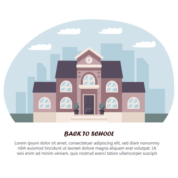 学校建筑。回到学校的概念，可爱的彩色矢量插图在平面风格图片下载