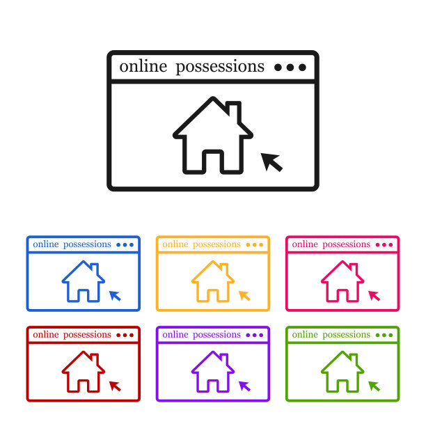 网上物业、房地产、房贷经营概念、租房、购房。矢量插图。图片下载