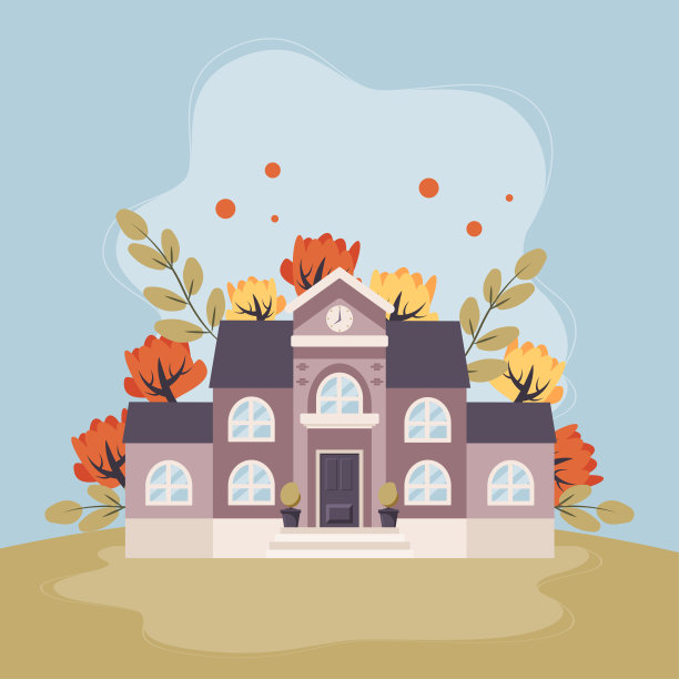 学校建筑。回到学校的概念，可爱的彩色矢量插图在平面风格图片下载