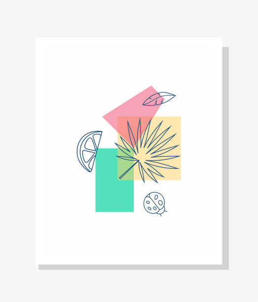 用于墙壁装饰、明信片或宣传册封面设计的线条和不同形状的现代抽象线条和艺术背景。图片下载