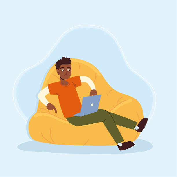 男人坐在豆袋上图片下载