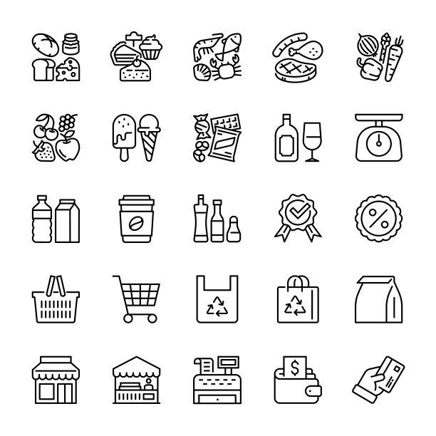 超市和杂货店的图标图片下载