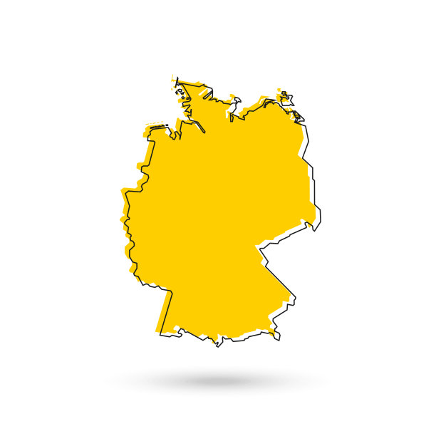 向量插图的黄色地图的德国在白色的背景图片下载