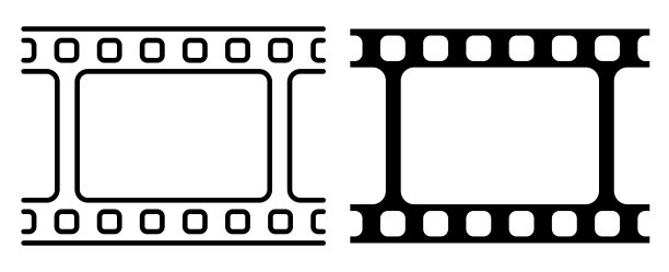 线性图标。旧35毫米照片胶卷的一部分。12月28日世界电影日。简单的黑白矢量图片下载