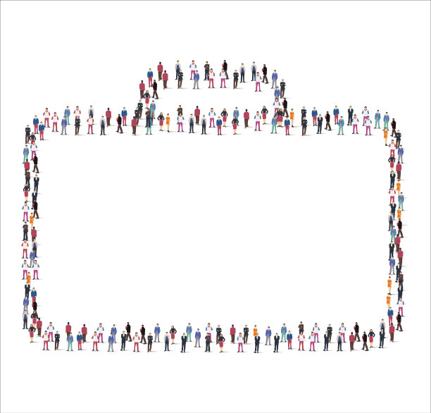 大群人插画平。在白色背景上形成公文包符号。矢量插图，组，人设置图片下载