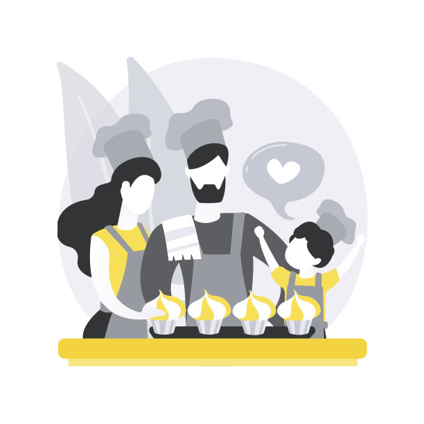 一起烘焙抽象概念矢量图。图片下载