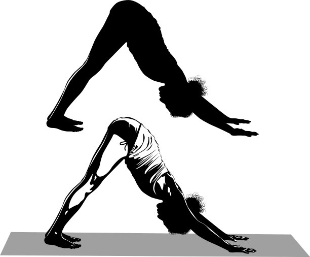 黑白照片中，一个女人在做瑜伽图片下载