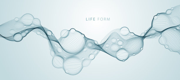 摘要载体生物流体、点状水平载体颗粒流形态、纳米医学技术、微生物科学科幻主题插画。图片下载