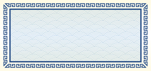 中国传统青瓷白玉色背景，长城画框图片下载