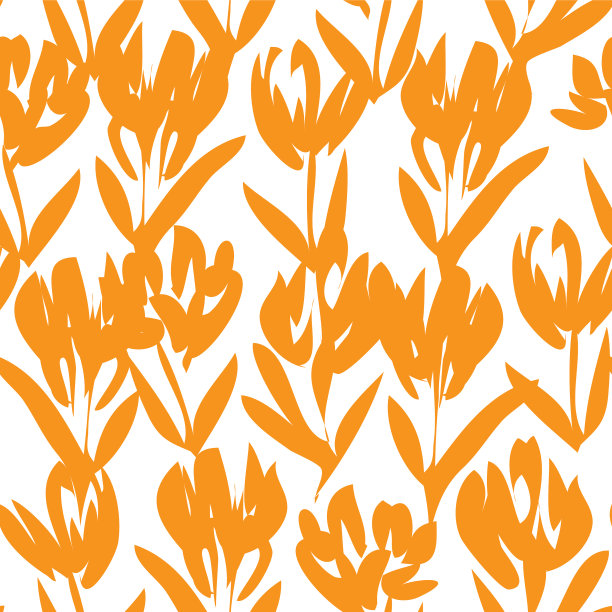 橙色植物花无缝图案图片下载