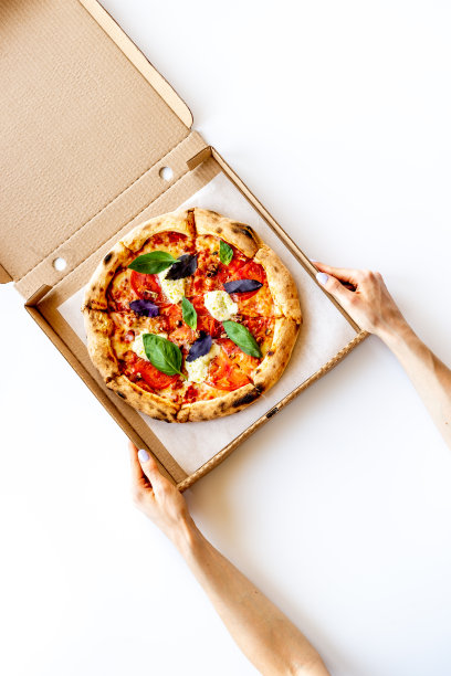 意大利披萨玛格丽塔，俯视图图片下载