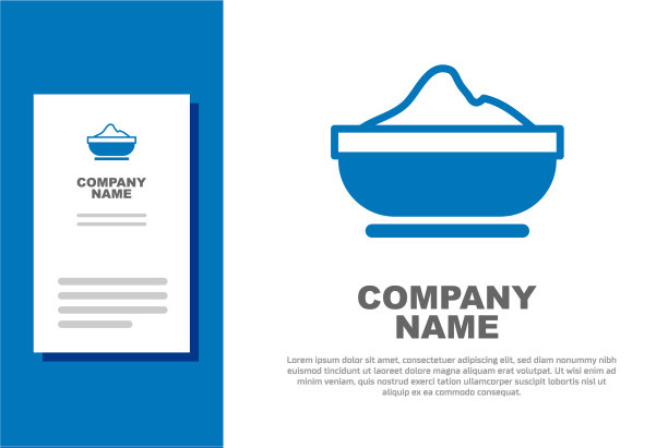 蓝色面粉碗图标孤立在白色背景图片下载