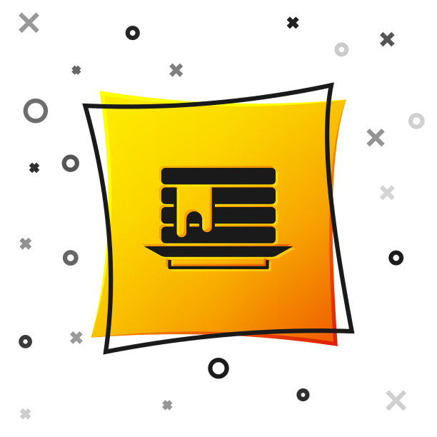 黑叠煎饼与蜂蜜图标孤立图片下载