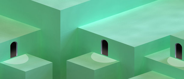 抽象的背景。通往成功之路和绿色商业扩张概念的非传统替代方案。复制空间-3d渲染图片下载